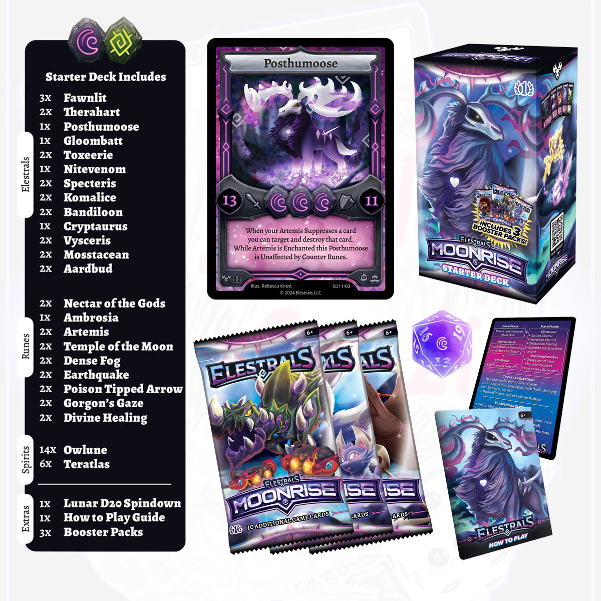Elestrals Moonrise Starterdeck  Posthumoose mit 3 Booster Packs (EN) 